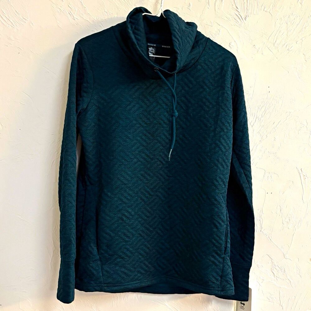 RBX Women's Green Quilted Hooded Pullover Hoodie Long Sleeve Size S CR1239R